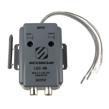 Scosche LOC80 Line Output Converter Adjustable Amplifier Add On Module for Car Stereo 2Channel Speaker Wire to RCA Adapter