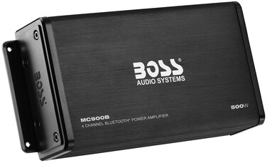BOSS Audio Systems MC900B Amplifier for ATV UTV Car Marine  500 High Output 4 Channel 24 Ohm Bluetooth MultiFunction Remote RCA Out Weatherproof Use Amp with Stereo and Subwoofer Crossover