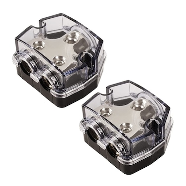 DHYANAOM Amp Power Distribution 2 Way 0 Gauge in 0 Gauge Out Power Distribution Block for Car Amplifier Audio Splitter 2Pcs