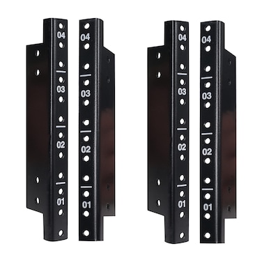 Sound Town 4pack 4U Steel Rack Rails with Black Powder Coated Finish and Screws STRR04UX2