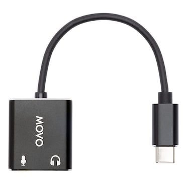Movo USBCAC2 35mm to USBC Stereo Audio Adapter  External Sound Card for PC Mac Android  35mm TRS Headphone Jack and Audio Jack to USBC Connector  Aux to USBC Mic Adapter for Gaming Speakers