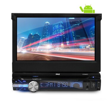 Pyle Single DIN In Dash Android Car Stereo Head Unit w 7inch Flip Out Touch Screen Monitor  Audio Video Receiver System wGPS Navigation Bluetooth WiFi Microphone USB Micro SD ReaderPLTDAND72