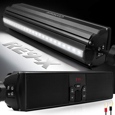 GoHawk RE9X Waterproof Bluetooth Motorcycle Stereo Speakers Soundbar 78125 in Handlebar Mount MP3 Music Player Audio Amplifier System ATV 4Wheelers USB AUX FM Radio