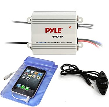 Pyle Auto 2Channel Bridgeable Marine Amplifier  200 Watt RMS 4 OHM Full Range Stereo with Wireless Bluetooth  Powerful Prime Speaker  High Crossover HD Music Audio Multi Channel System PLMRMB2CW