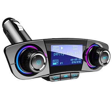 JINSERTA Bluetooth FM Transmitter HandfreesCalling Radio Adapter Car Kit with Dual USB Port MP3 Player Support TF Card USB Flash Drive