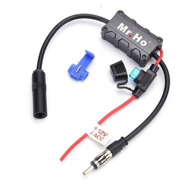 Mr Ho Car Antenna Radio FM  AM Signal Amplifier Booster 12V for All Cars Black