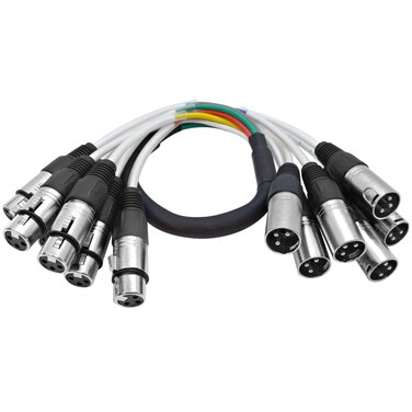 Seismic Audio  SARLX6x26 Channel XLR Colored MutilPatch Snake Cable 2 Feet  Shielded Audio Frequency Control Cable Snake 2