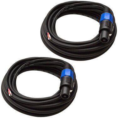 Seismic Audio  SPRW25 2 Pack 25 Foot Raw Wire to Speakon Speaker Cable  16 Guage  PADJHome Audio