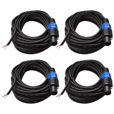 Seismic Audio  SPRW50 4 Pack  50 Foot Raw Wire to Speakon Speaker Cable  16 Guage  PADJHome Audio