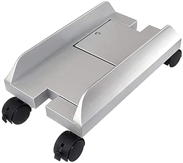 Yobeyi CPU Stand Mobile Desktop Tower Computer Floor Stand Rolling Caster Wheels Adjustable Width Universal PC Computer Holder Cart with 4 Caster Wheels Silver
