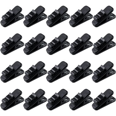 MUZHI Headphone ClipSmall Cable Clothing ClipsEarbud Clip to Keep EarphoneMicrophone Cord in Place for 15mm Wire Diameter Round Wire Earphone 1 Inch Length20Pcs Black