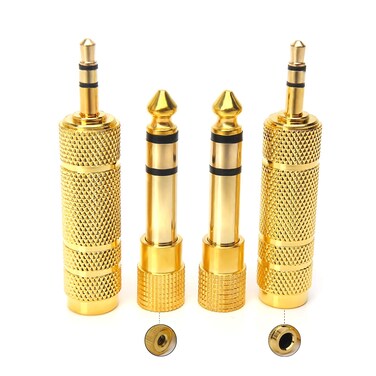 SiYear SiYear 35mm 18 inch TRS Plug to 635mm 14 inch Jack and 35mm Female to 635 Male Plug Gold Plated Set Audio Stereo Adapter Converter for Headphone Microphone 4 Pack