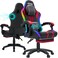 HOFFREE Led Gaming Chair with Speakers and Massage Big and Tall Video Game Chair for 400lbs with Footrest Reclining High Back Computer Chair Red Black