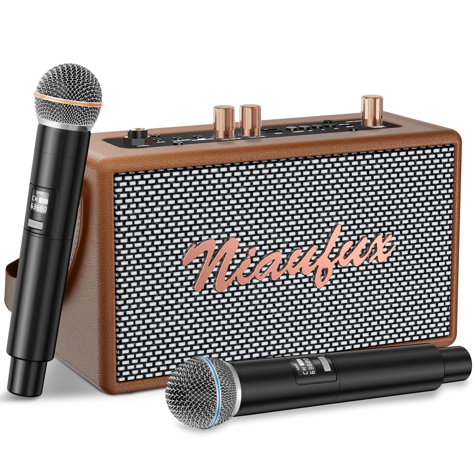 Niaufux Niaufux Karaoke Machine With Two Wireless Microphones