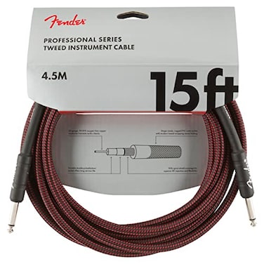 Fender 990820064 Professional 15 Instrument Cable  Red Tweed  14 Inch Straight