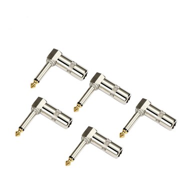 HSPHSWITI Audio 14 90 Degree Right Angle Plug 635mm Heavy Duty TS Mono Male Solder Jack Connector for SpeakerGuitarMicrophone Cables  5PACK NEED TO SOLDER