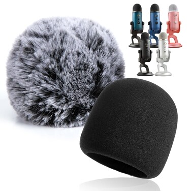 YOUSHARES 2PCS Blue Yeti Pop Filter for Blue Yeti Microphone Yeti Foam Windscreen with Dead Cat Blue Yeti Mic Cover for Yeti Mic and Blue Yeti Pro USB Microphone