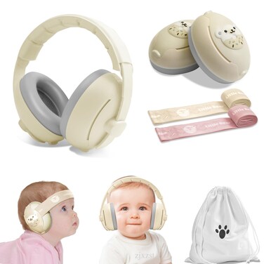 Baby Ear Muffs 2in1 Baby Noise Canceling Headphone Hearing Protection for Babies 048 Months Adjustable Headband  2 Soft NonSlip Straps Dual Wearing for Sleep Travel Outdoor Activities