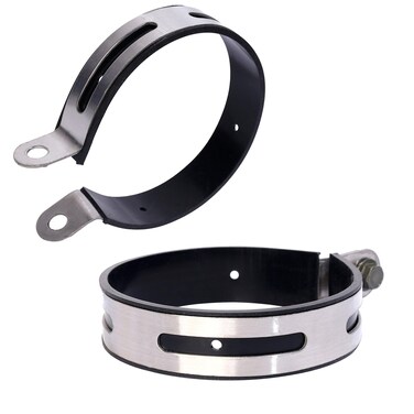 Mokuo 2Pcs Universal Stainless Steel Exhaust Clamp Exhaust Bracket Clip Suitable for Most Motorcycle Exhaust Pipes
