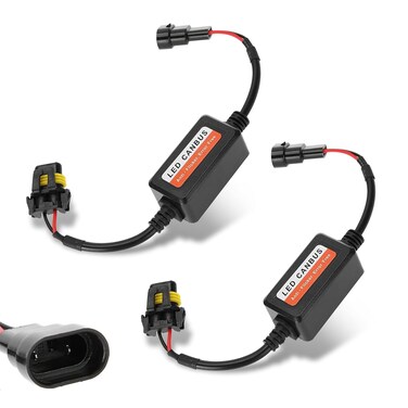 dawfall 2 PCS Car H139008 LED Light Decoder Radio Audio LED Filter Adapter LED Harness Flashing Fault Warning Error Decoder Universal for Car LED Interference Elimination Accessories Black