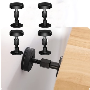 OUKEYI 4 Pack Adjustable Threaded Bed Frame AntiShake ToolBed stoppers Headboard StoppersWall Bed headboard AntiShake Fixer for Beds Cabinets Sofas 3068mm Black