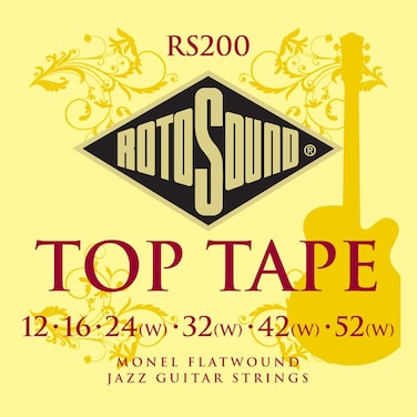 Rotosound RS200 Top Tape Monel Flatwound Electric Guitar String 12 16 24 32 42 52