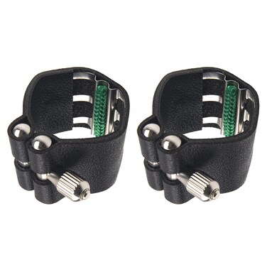 Yootones 2Pcs Black Artificial Leather Saxophone Mouthpiece Sax Ligature Fastener Compatible with Saxophone Rubber Mouthpiece Alto Saxophone