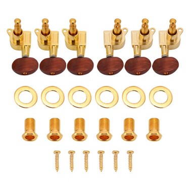Gold Guitar TunersGuitar Tuning Peg Buttons Machine Head Guitar Tuning Key Buttons Cap 3L3R Tuning Pegs Locking Tuners Machine Heads Guitar Tuner Buttons Knobs for Acoustic Electric GuitarGold
