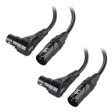 Cable Matters 2Pack Right Angle XLR Cable Short XLR Microphone Cable 1 Foot OxygenFree Copper OFC XLR Right Angle Cable Mic Cord XLR Speaker Cables Black