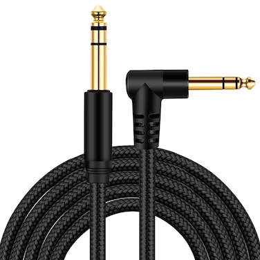 belipro 14 Inch TRS Instrument Cable 10Ft 635mm TRS to 635mm TRS Stereo Audio Cable Male to Male RightAngletoStraight for Electric Guitar Bass KeyboardMixerAmplifierSpeakerEqualizer