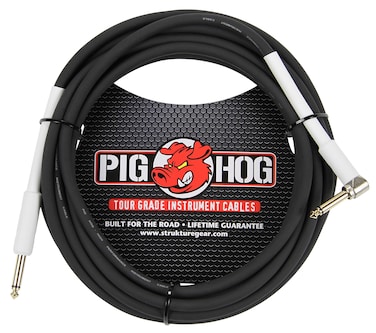 Pig Hog PH10R High Performance 8mm 14 to 14 RightAngle Guitar Instrument Cable 10 Feet