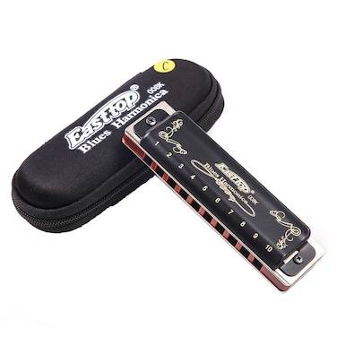 Blues Harmonica Diatonic Blues Harmonica Key of C Blues Harp Mouth Organ Harmonica 10 Holes 20 Tones 008K with Black Case Standard Harmonica For Adults Professionals BeginnersKidsand Students