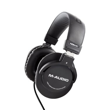 MAudio HDH40  Over Ear Studio Headphones with closed back design flexible headband and 27m cable for studio monitoring podcasting and recording