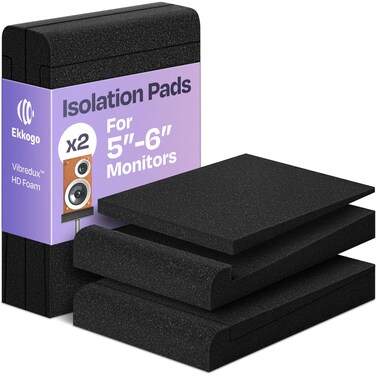 Ekkogo Pair of Studio Monitor Isolation Pads Premium Acoustic Foam to Elevate Audio Ideal Speaker Foam for 5 Inch Speakers Enhanced with Vibredux HD Foam for Superior Isolation
