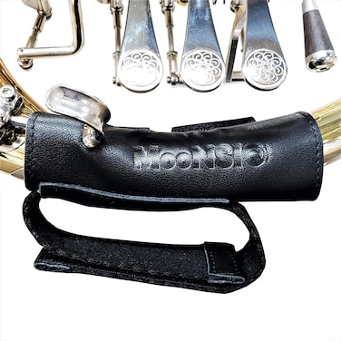 MooNSIC French Horn Hand Guard with Strap Genuine Leather Black