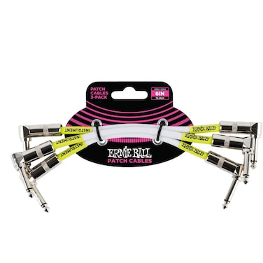 Ernie Ball 6 inch AngleAngle Patch Cable 3Pack  White