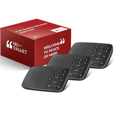 H HOSMART Intercoms Wireless for Home Full Duplex Wireless Intercom System for Business Room to Room Intercom Two Way Realtime Intercom with 1200 Feet Range 3 Stations