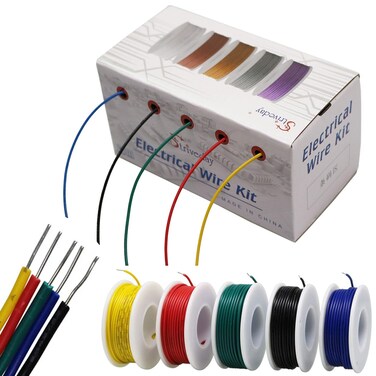 Striveday 20 AWG Hook Up Wire 1007 PVC Solid wire Kit box Tinned Copper Electric wire 20 gauge 300V Cable 196ft Each Color