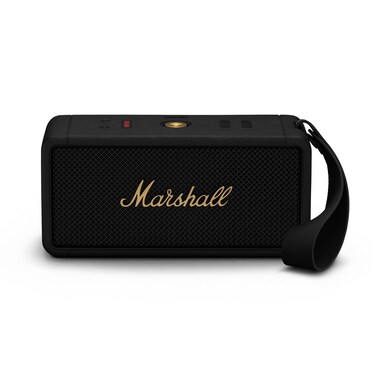Marshall Middleton Bluetooth Portable Speaker for Outdoor Adventures 20 hours of Wireless playtime water resistant IP67 50W  Black and Brass