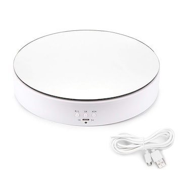 Leadleds Motorized Rotating Display Stand 360 Degree Rotation 77 Top Mirror Rotation Speed and Angle Adjustable Display Turntable for Photography Video Product Display White