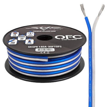 Skar Audio 14 Gauge AWG Elite OxygenFree Copper Audio Speaker Wire  30 Feet BlueWhite