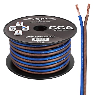 Skar Audio 12 Gauge AWG Audio Speaker Wire  30 Feet BlueBrown