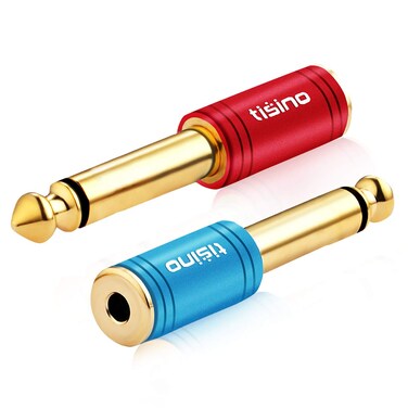 Disino 14 Mono to 35mm Stereo Adapter Gold Plated 635mm TS Male Plug to 18 inch TRS Female Audio Connector  2 Pack