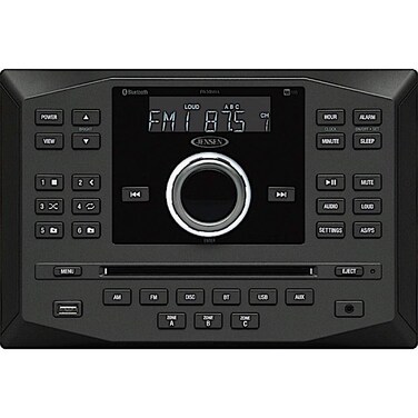 Jensen JWM62A AMFMDVDCDUSBAUXApp Ready Bluetooth Wallmount Stereo with App Control Plays CD CDR CDRW DVD MP3 DVDVideo MPEG4 VCD JPEG CDDA MP3 WMA Dolby Black 85 x 85