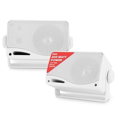 Pyle 3Way Weatherproof Outdoor Speaker Set  35 Inch 200W Pair Of Marine Grade Mount Speakers  In A Heavy Duty Abs Enclosure Grill  Home Boat Poolside Patio Indoor Outdoor Use  Plmr24 White