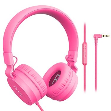 Puro Sound Labs PuroBasic Volume Limiting Wired Headphones for Kids Foldable  Adjustable Headband wMicrophone Compatible with Smartphones Tablets and PCs Pink