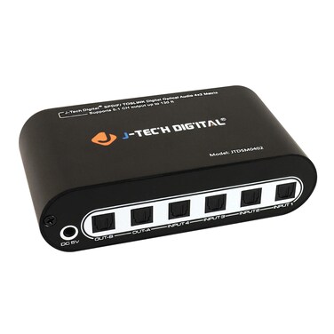 JTech Digital JTech Digital Premium Quality SPDIF TOSLINK Digital Optical Audio 4x2 Matrix Four Inputs Two Outputs