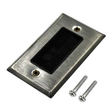 Dahszhi Yohii Brush Wall Plate Stainless Steel Cable Pass Through Insert for Wires Single Gang Cable Access Strap Wall Socket for HDTV Home Theater Systems