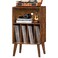 Lerliuo Record Player Stand BrownTurntable Stand Holds up to 160 Albums MidCentury Vinyl Storage Cabinet Table with Solid Wood Legs Record Player Holder Dispaly Shelf for Bedroom Living Room