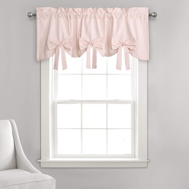 Lush Decor Blush Melody Bow Window Curtain Valance 18 x 52  2 Header